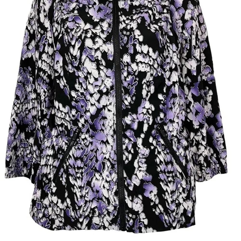 ZENERGY by CHICO'S Black Purple Athletic Sporty Full Zip Lightweight Jacket sz 0